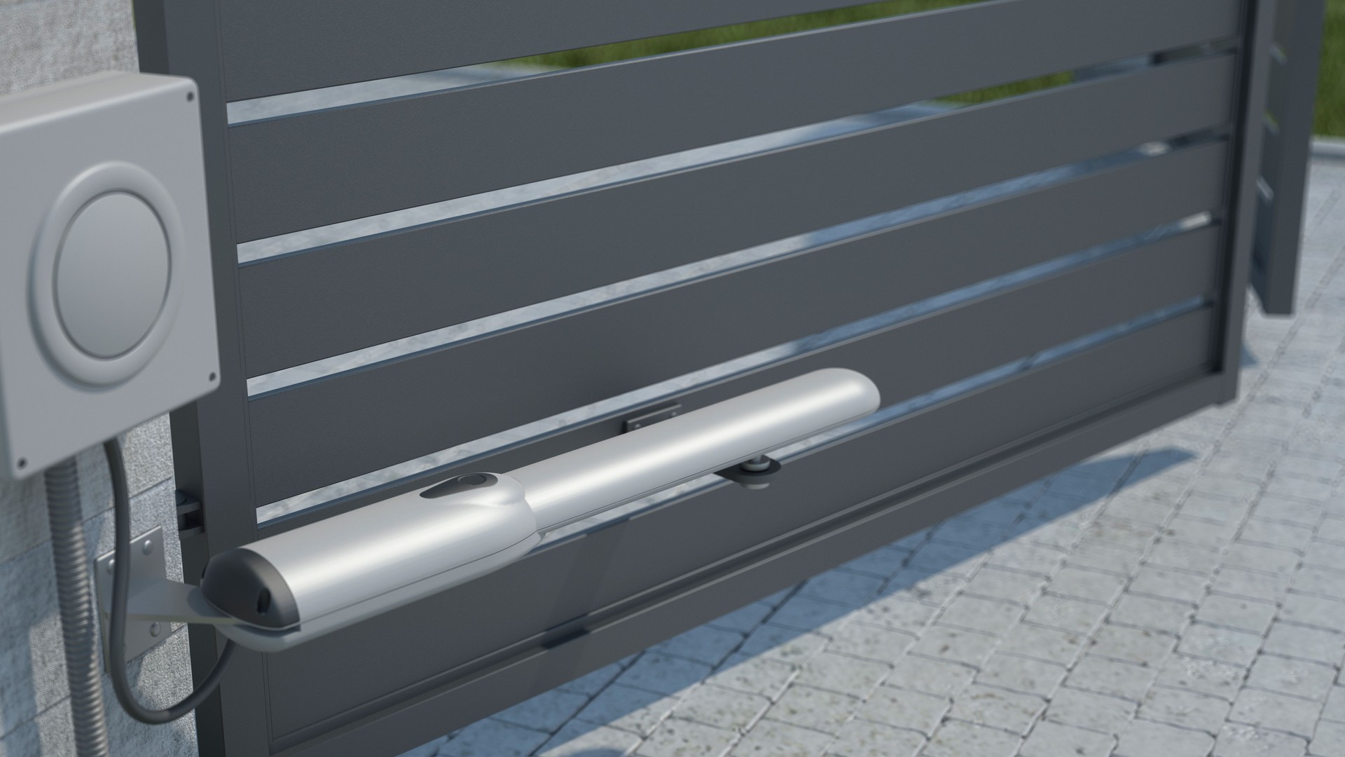 Automatic opening gate, 3D illustration